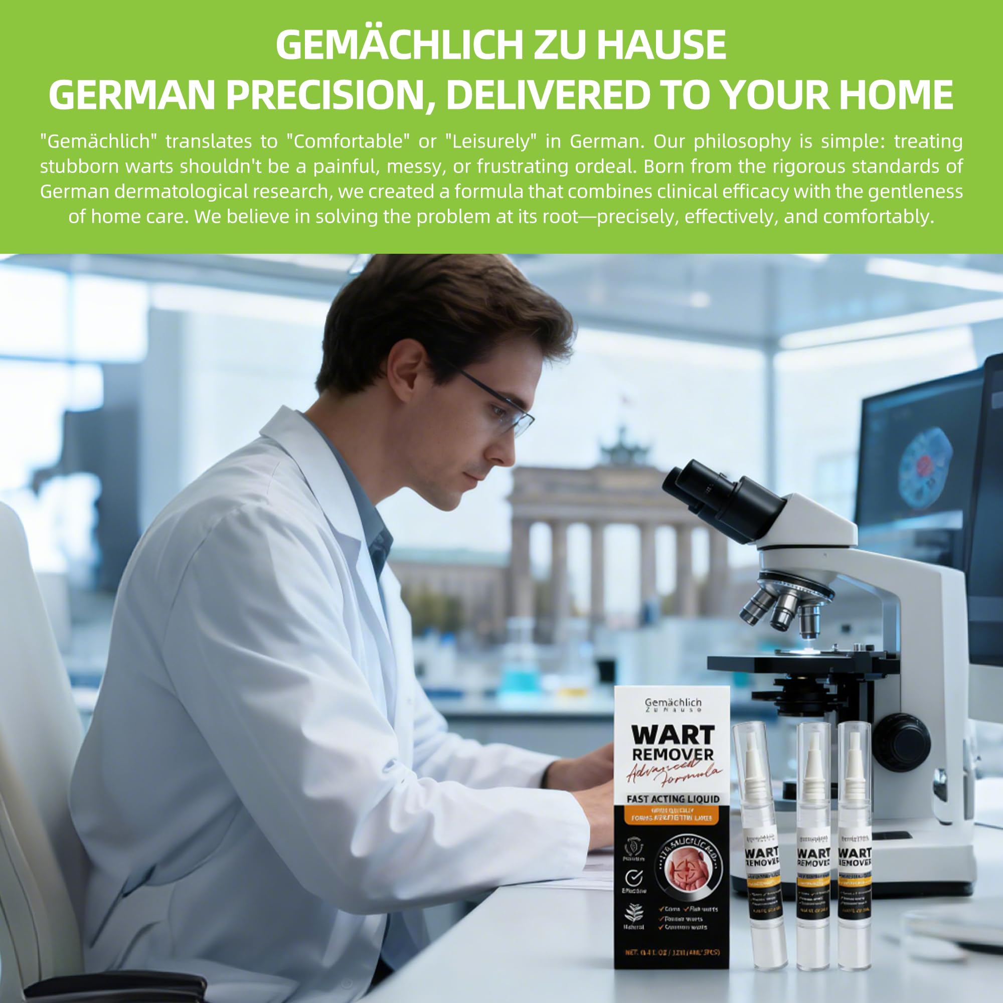 Gemächlich Zu Hause empaque de tres frascos mostrando suministro completo