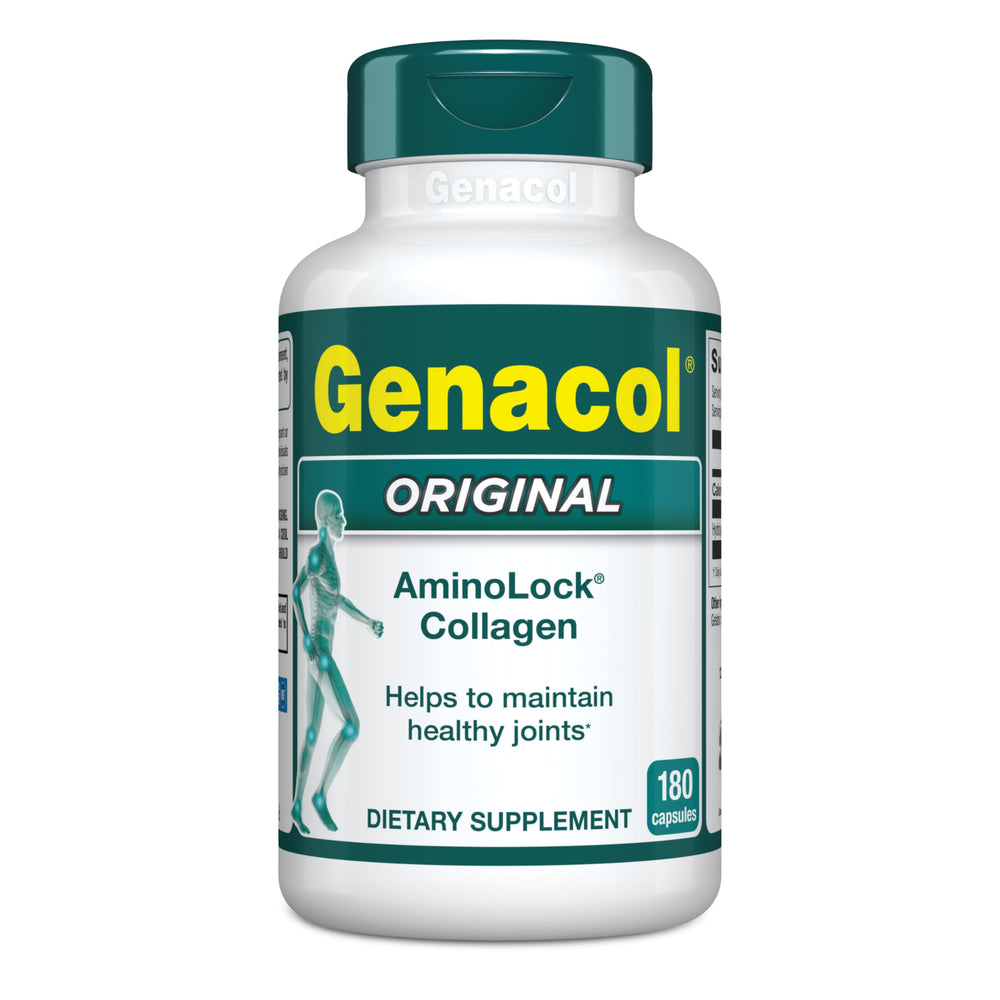 Genacol envase frontal mostrando suministro de 60 días y beneficios articulares