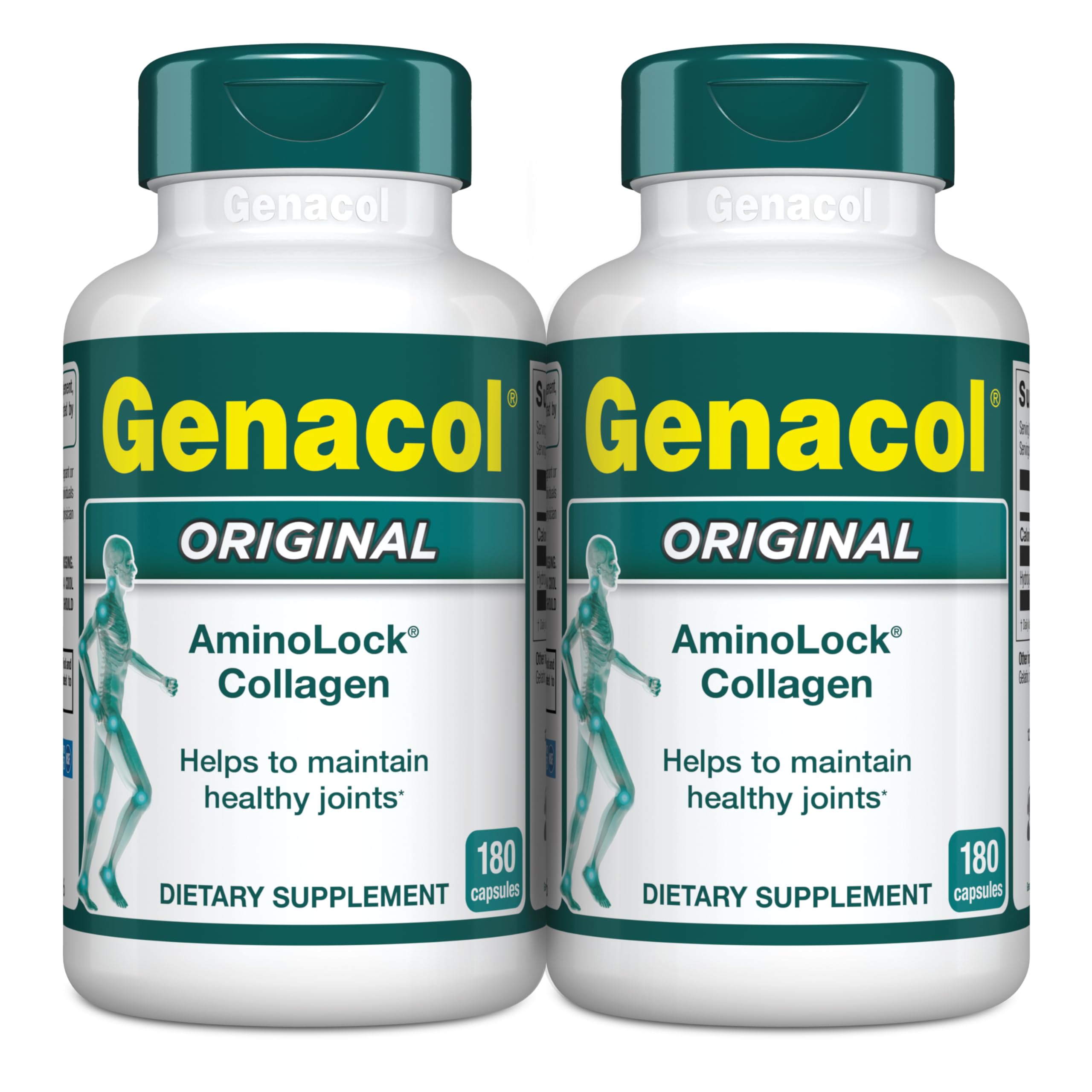 Genacol envase frontal mostrando etiqueta clara y apoyo para articulaciones