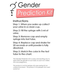 Gender Prediction Kit detalle cambio de color del reactivo, indica resultado visible rápido