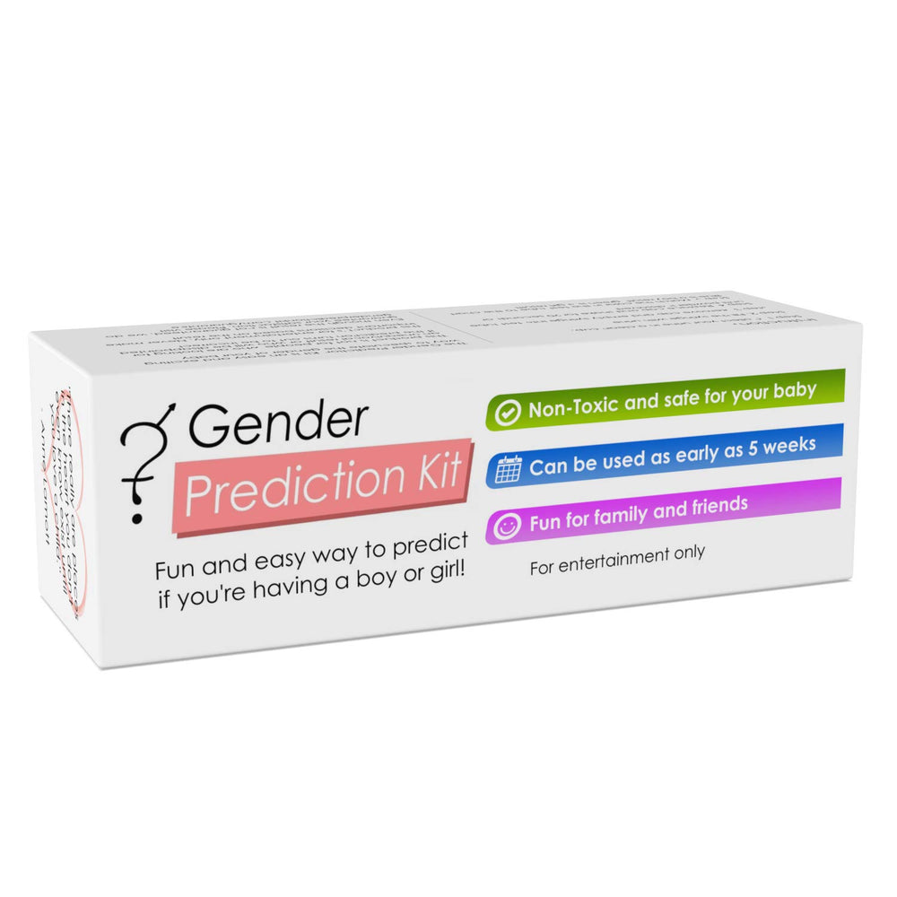 Gender Prediction Kit vista frontal embalaje claro y atractivo, facilita decisión de compra