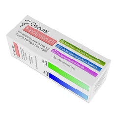 Gender Prediction Kit comparación de tamaño con mano, kit compacto y portátil