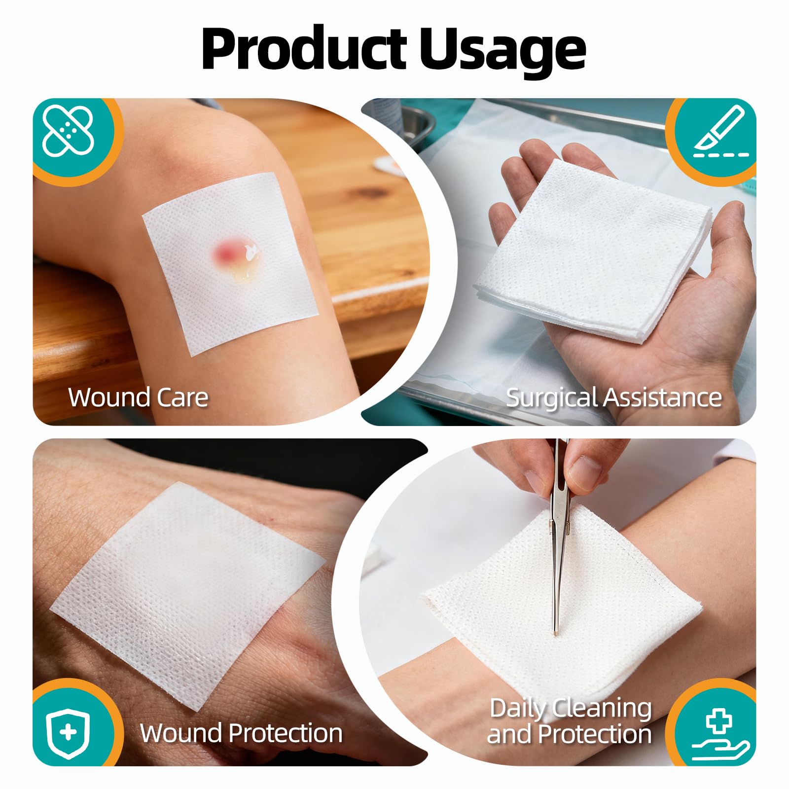 General Medi compresa aplicada sobre corte leve mostrando protección y absorción segura