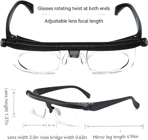 Generic adjustable glasses in action offering all-in-one vision solution
