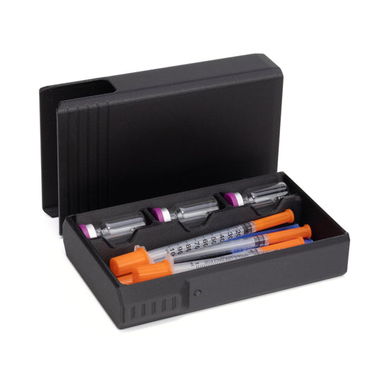 Generic compact 3ml travel case for peptides, ideal for on-the-go storage.