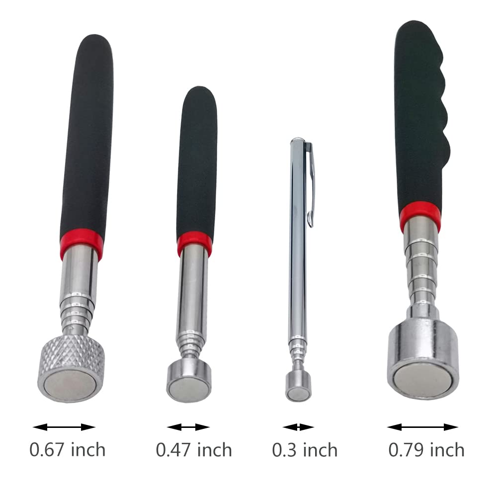 Generic herramienta magnética en uso recogiendo tornillo en motor para reparación rápida