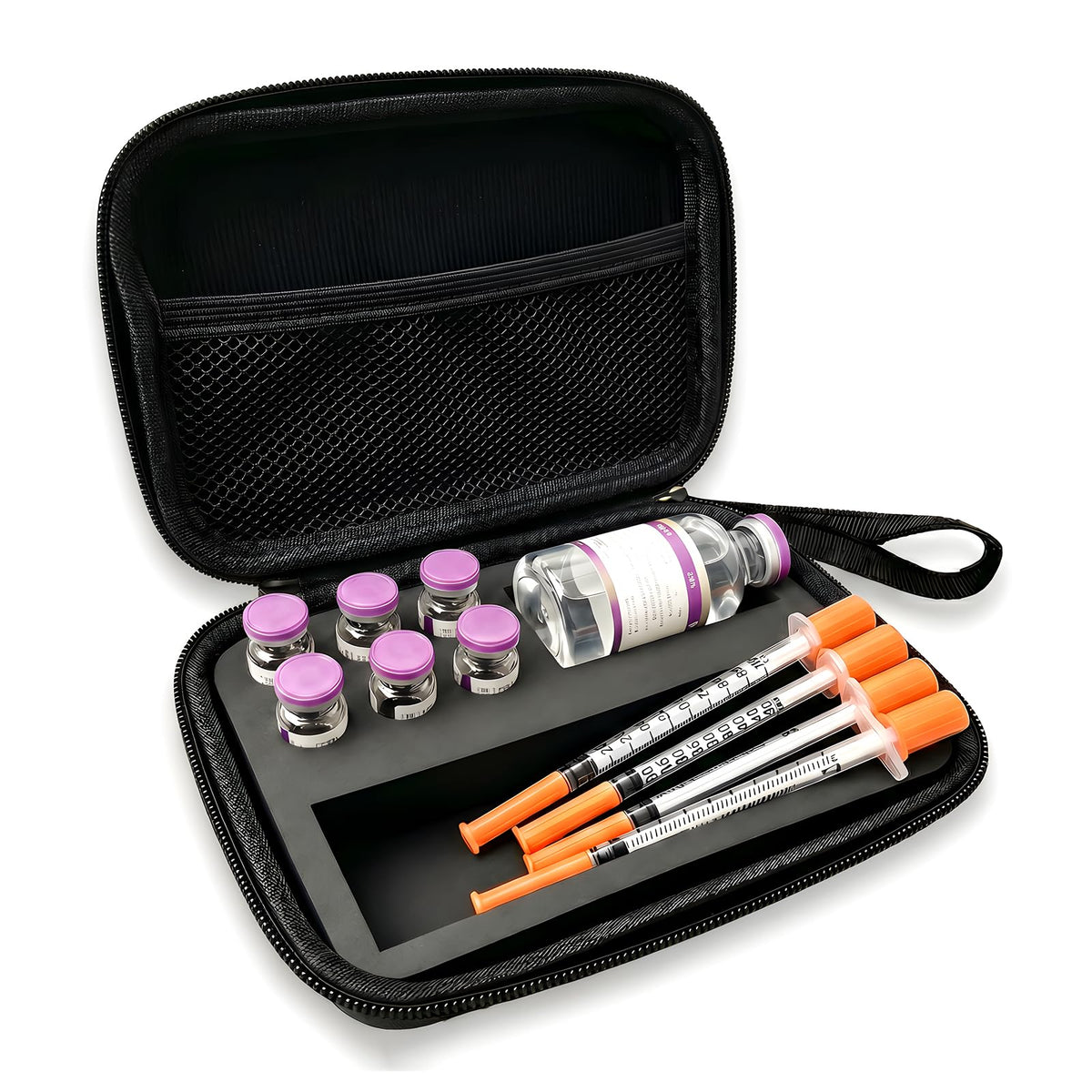 Generic estuche frontal cerrado mostrando perfil compacto y discreto para transporte