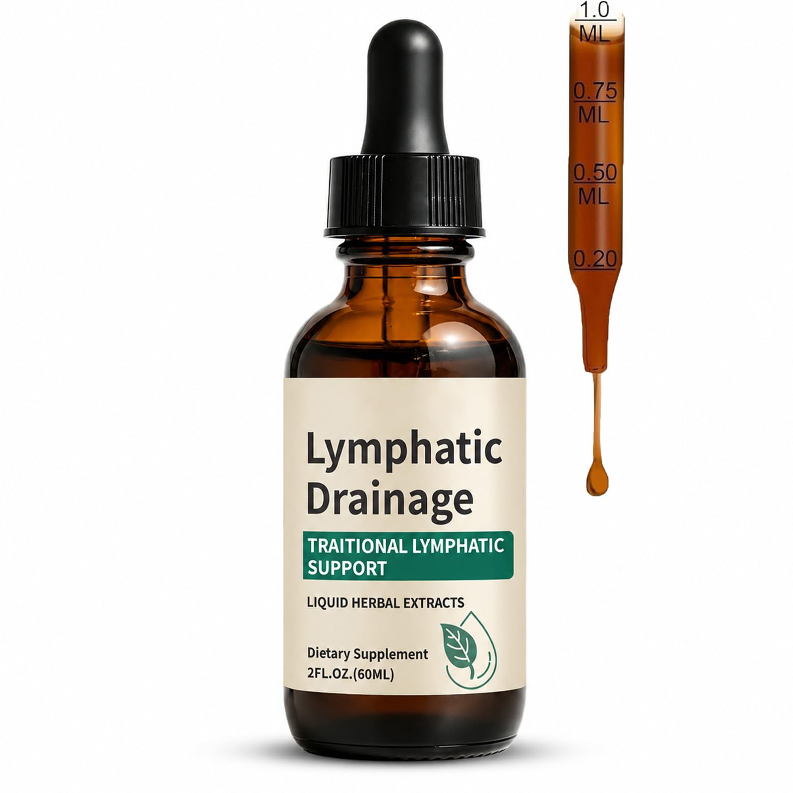 Generic envase frontal de Lymphatic Drainage Drops mostrando formato y beneficio práctico