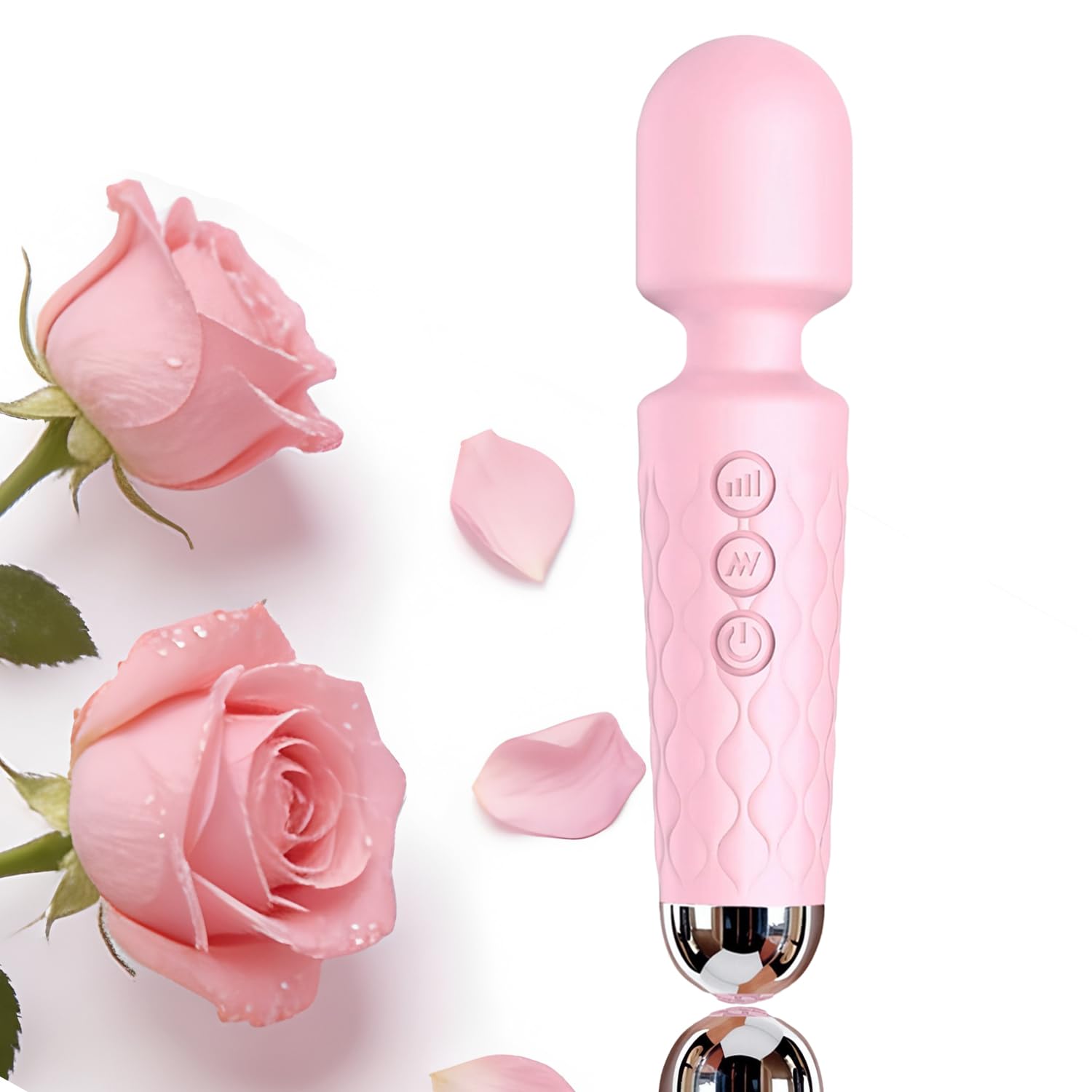 Generic masajeador rosa vista frontal portátil y recargable brinda relajación rápida