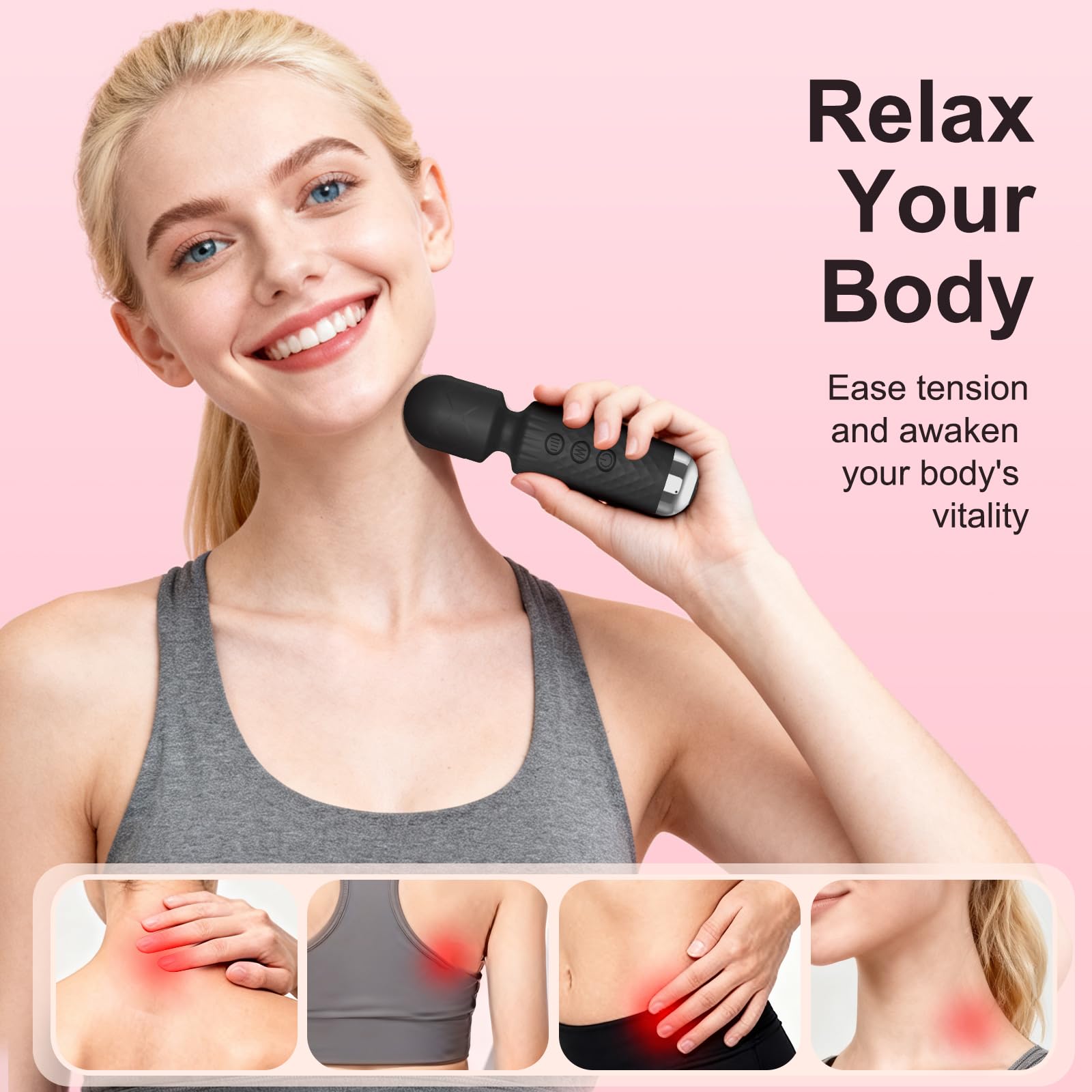 Generic Rose Black masaje en cuello para alivio rápido y portátil