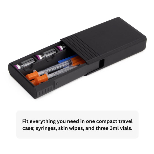 Generic travel case with syringes up to 130mm, secure transport for injections.