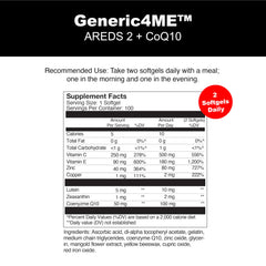 Generic4ME etiqueta nutricional close-up con ingredientes y garantía cGMP