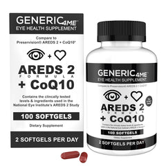 Generic4ME envase frontal AREDS2 mostrando ingredientes clave y beneficio ocular