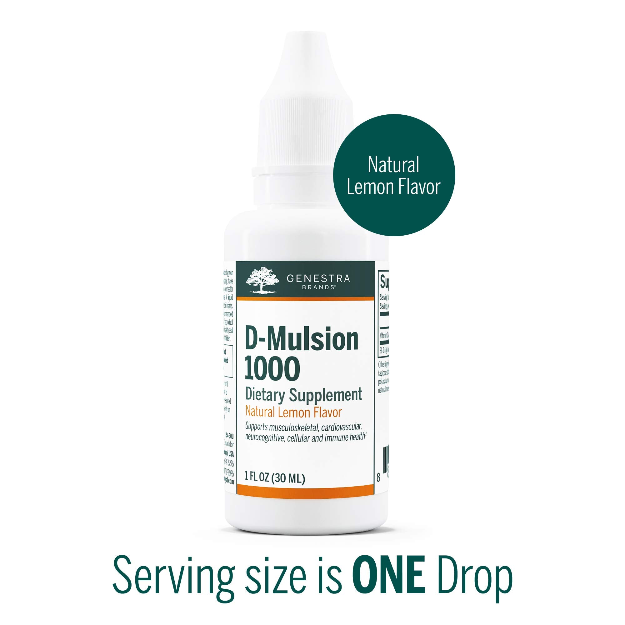 Genestra D-Mulsion 1000 pipeta dispensando una gota para control exacto de dosis