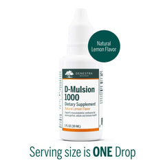 Genestra D-Mulsion 1000 pipeta dispensando una gota para control exacto de dosis