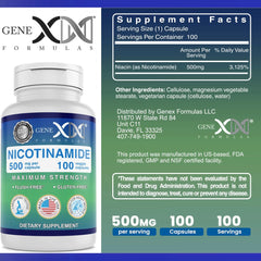Genex Formulas etiqueta con ingredientes y beneficios para energía celular
