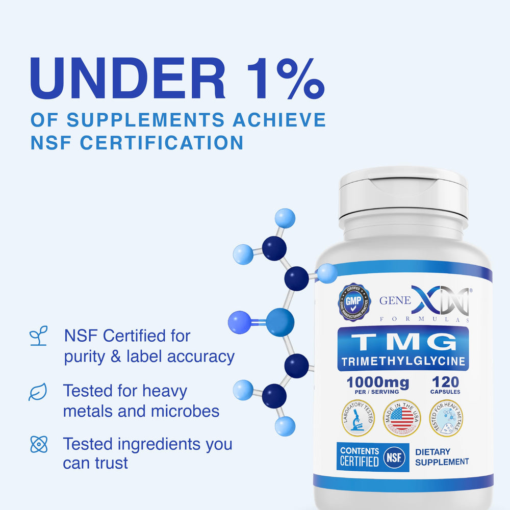 Etiqueta Genex Formulas con información de dosis, certificaciones y ingredientes