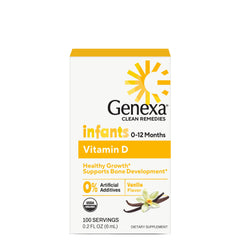 Genexa frente del envase mostrando 100 dosis y sello orgánico para tranquilidad