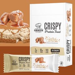 Genius Gourmet primer plano de crujiente resaltando textura sabrosa y baja azúcar