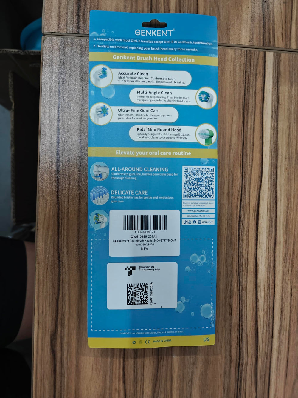GENKENT pack abierto mostrando todos los cabezales, recambio prolongado