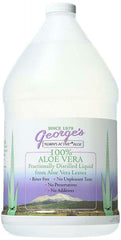 George's aloe presentación frontal, etiqueta clara y beneficios de pureza