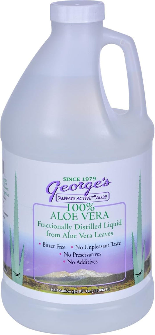 George's envase frontal de 64 fl oz mostrando etiqueta Always Active y beneficio de pureza