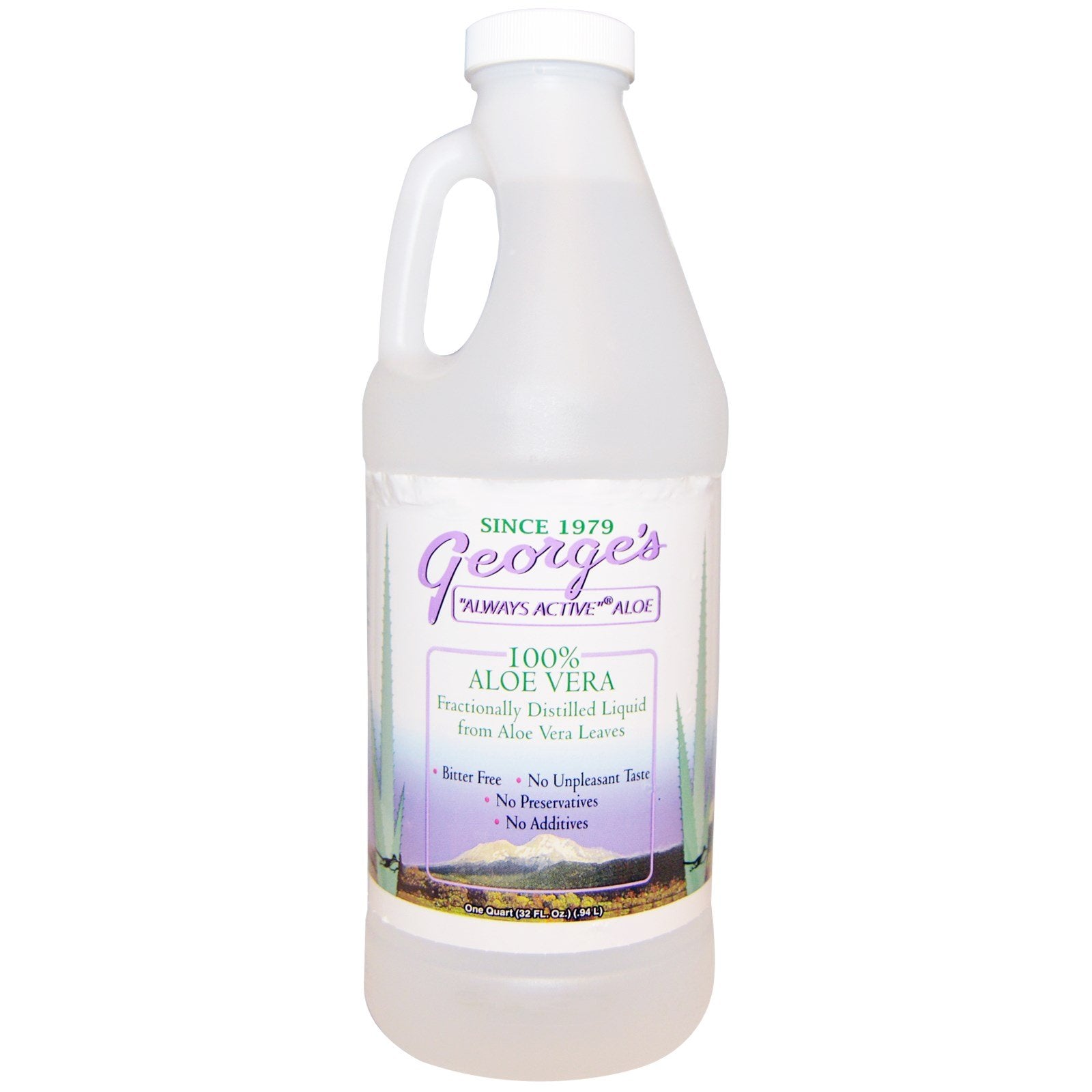 George's aloe vera frente del envase mostrando etiqueta y volumen útil