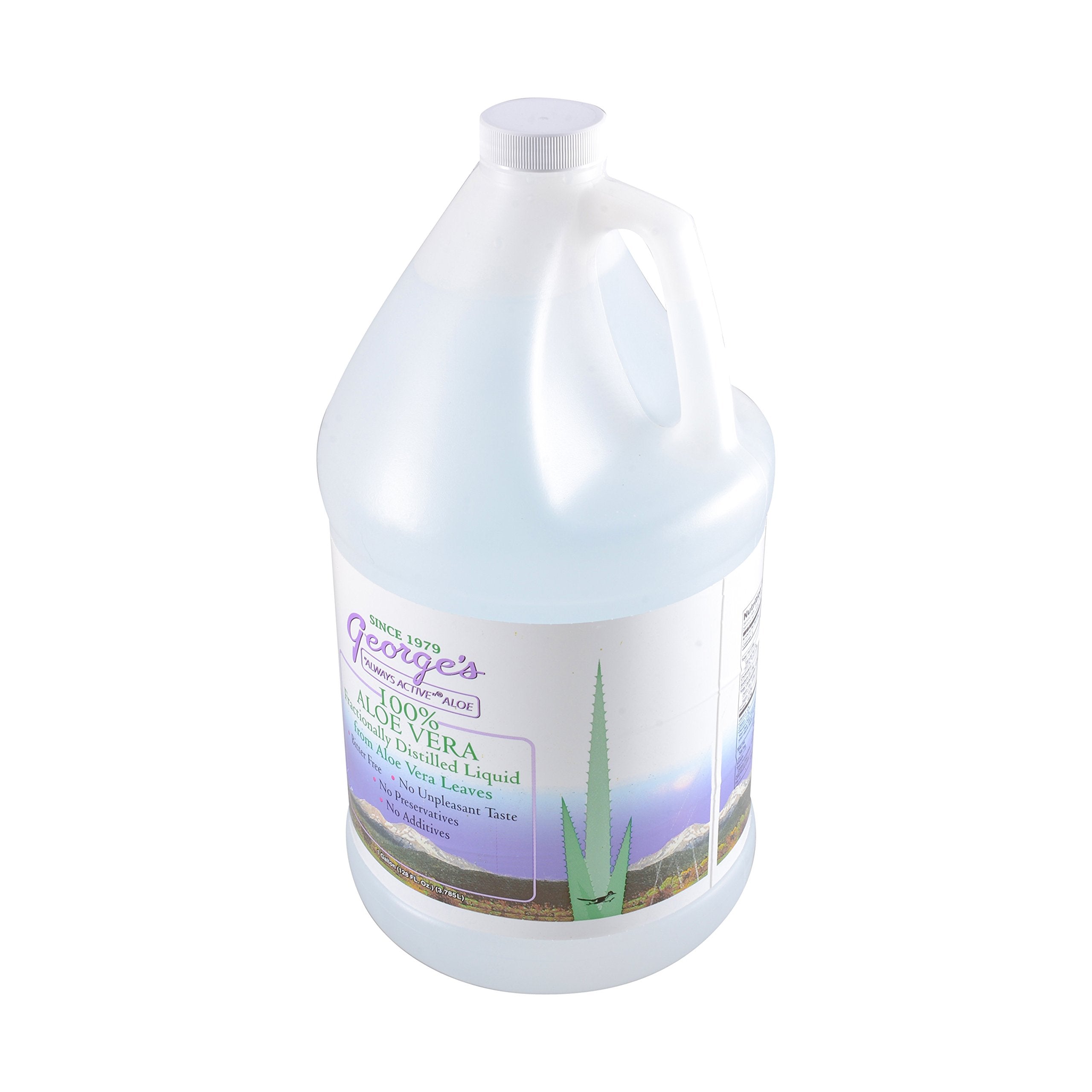 George's botella frontal 128 oz mostrando envase grande y claridad