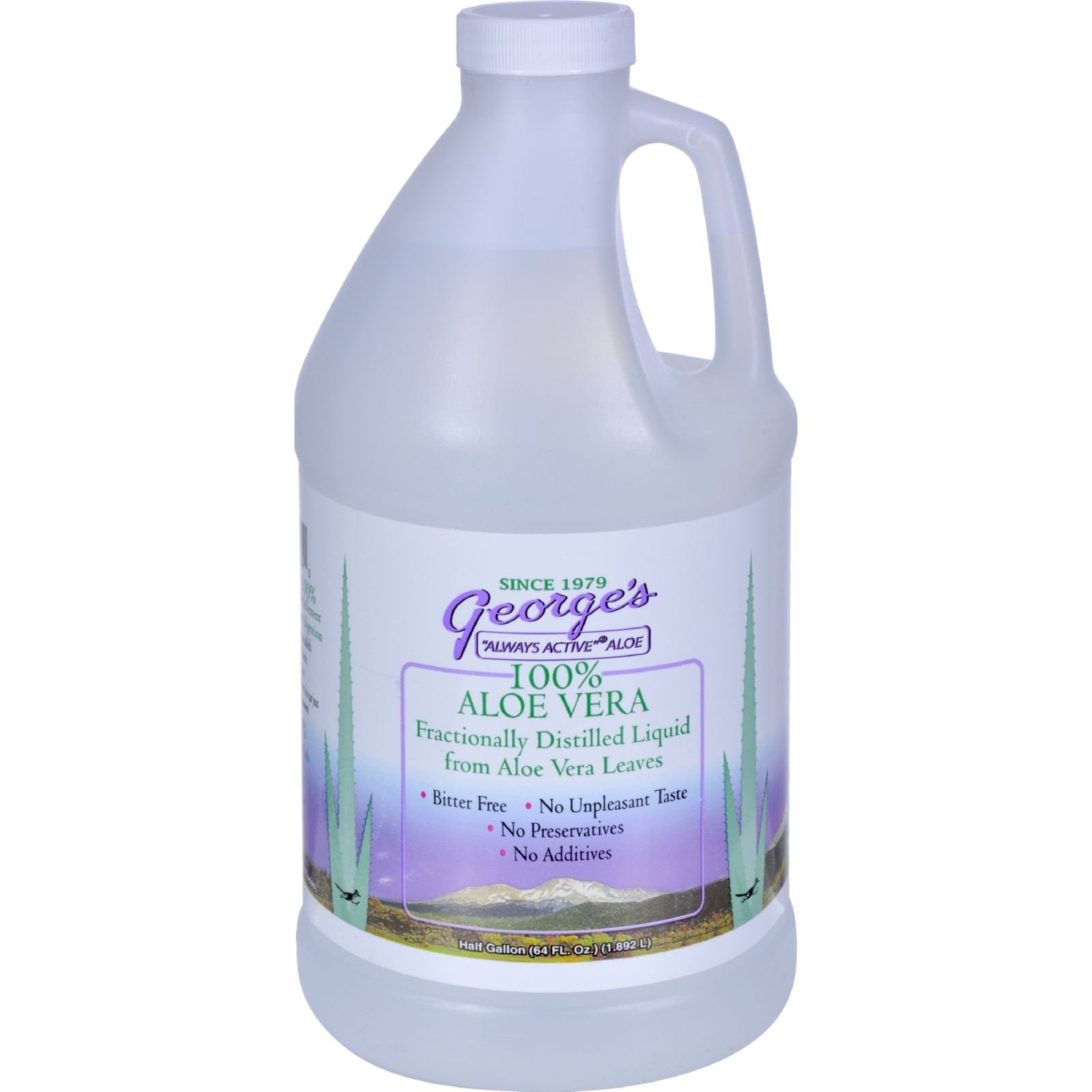 George's frasco frontal 64 oz mostrando etiqueta clara y contenido práctico