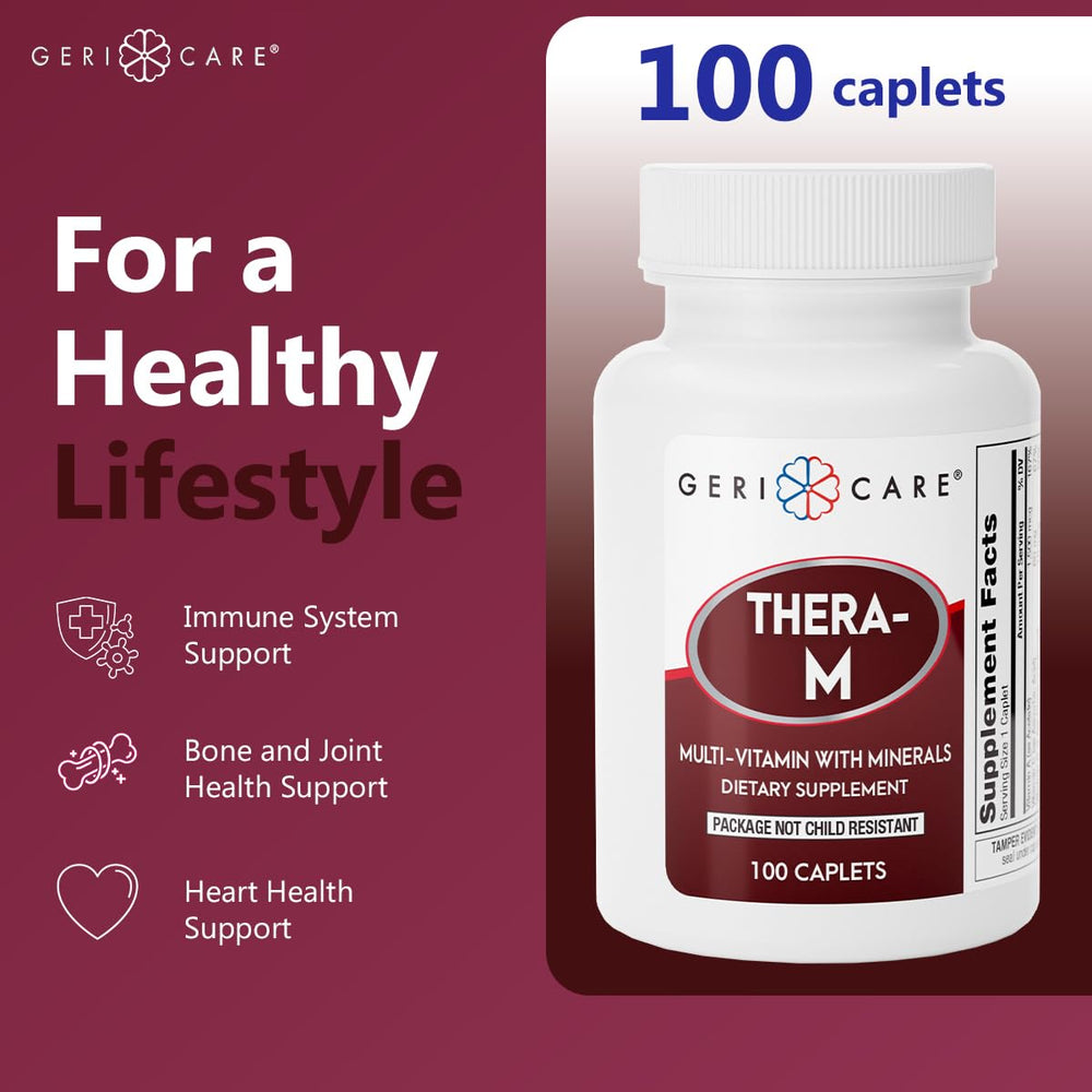 GeriCare etiqueta nutricional con desglose de vitaminas y minerales