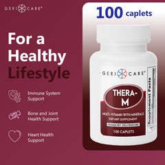 GeriCare etiqueta nutricional con desglose de vitaminas y minerales
