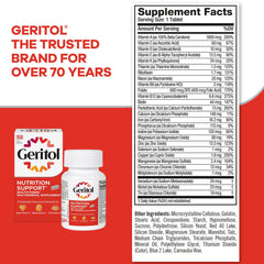Geritol etiqueta nutricional muestra dosis y composición clara
