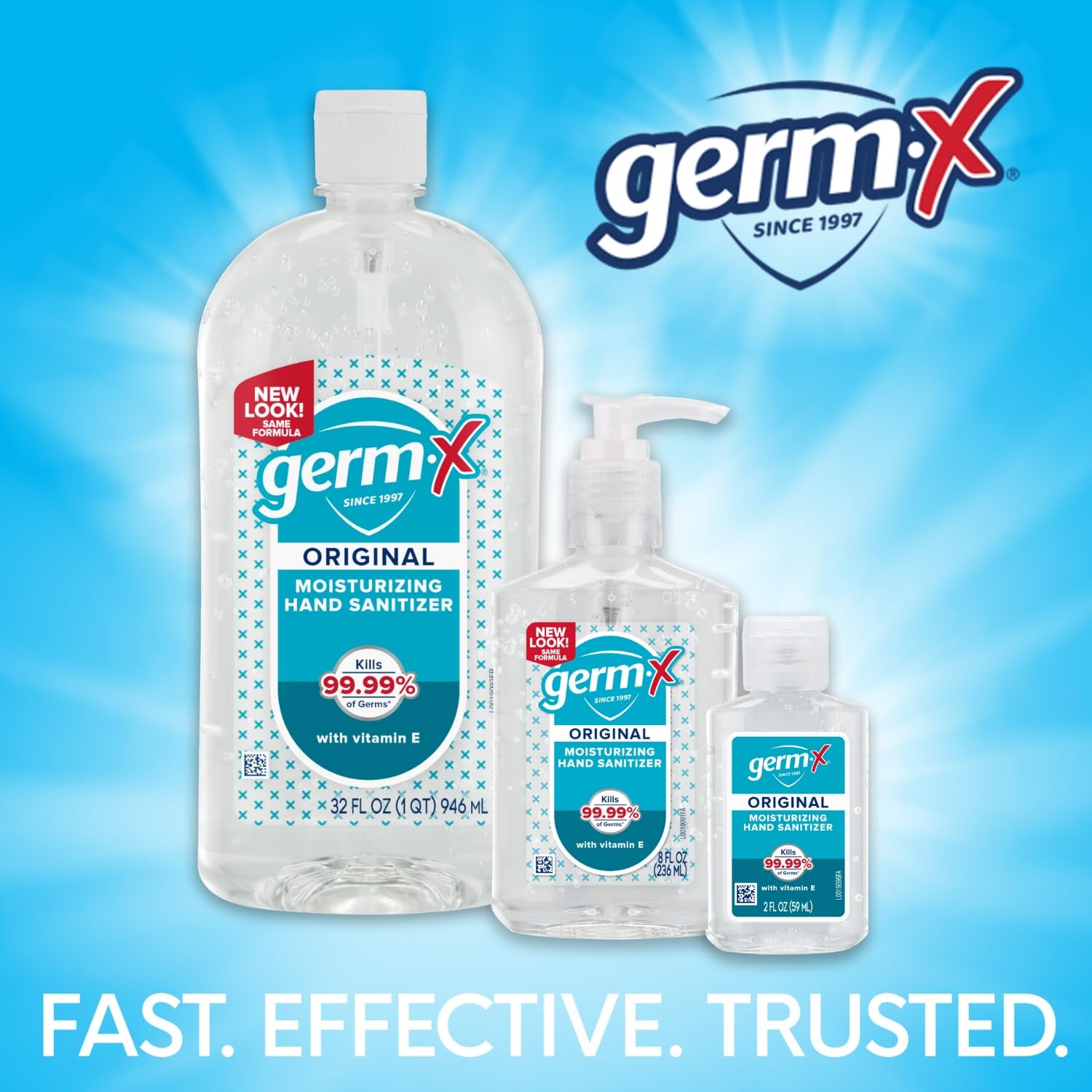 Germ-X etiqueta con ingredientes y alcohol USP, transparencia sobre la fórmula