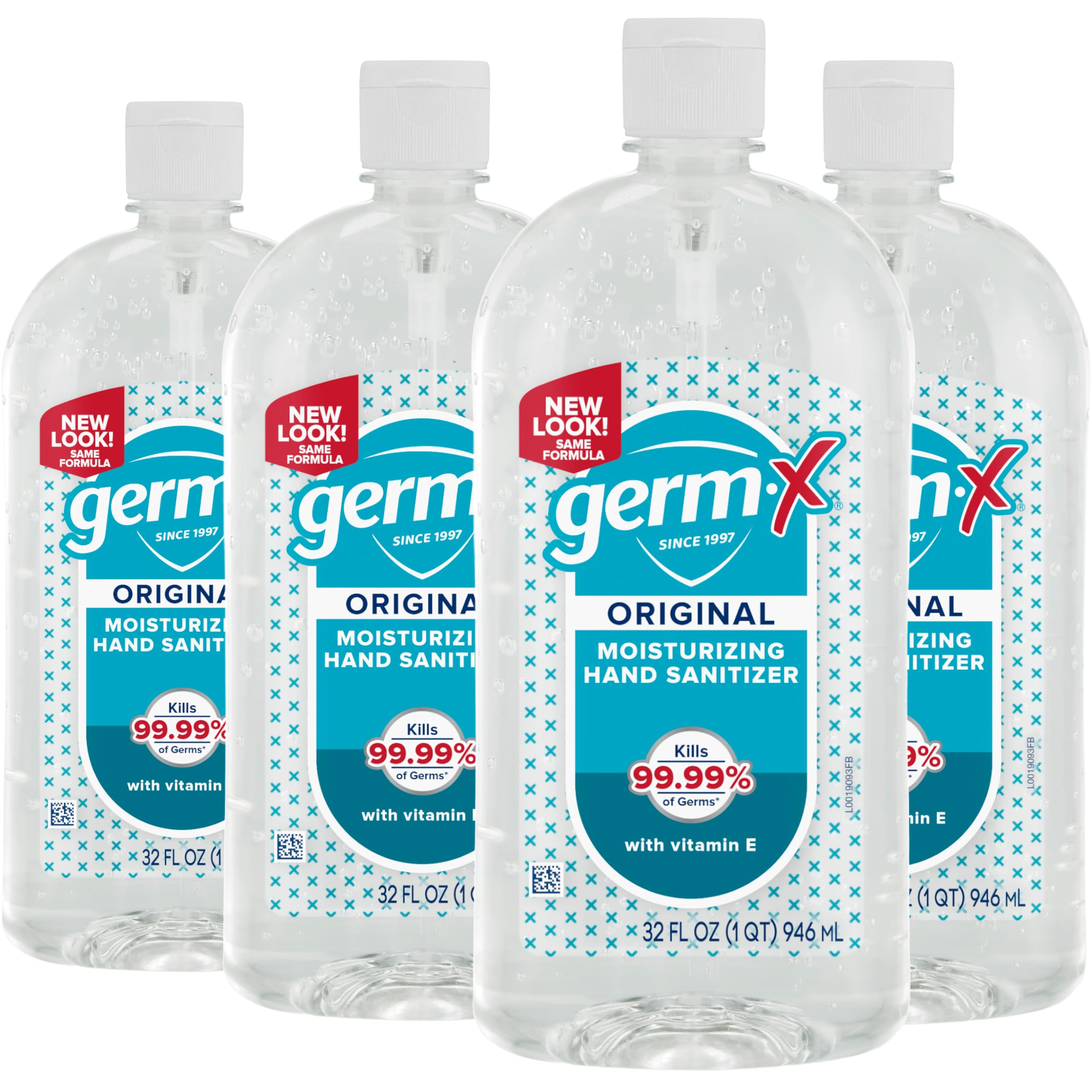 Germ-X botella frontal grande mostrando el envase y capacidad, práctico para familias