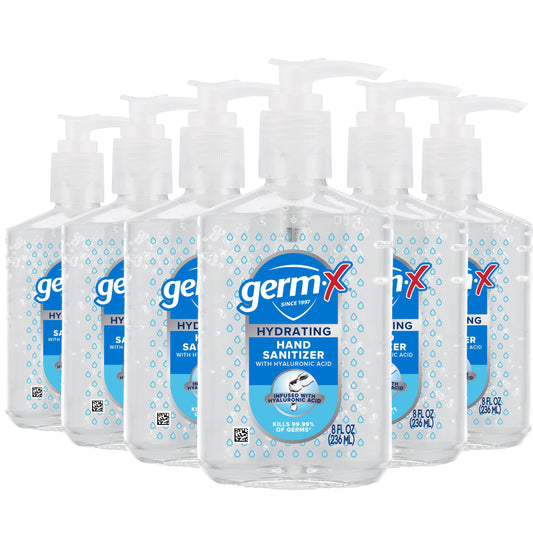 Germ-X frontal del pack de seis frascos 8 oz, aporta higiene práctica y ahorro
