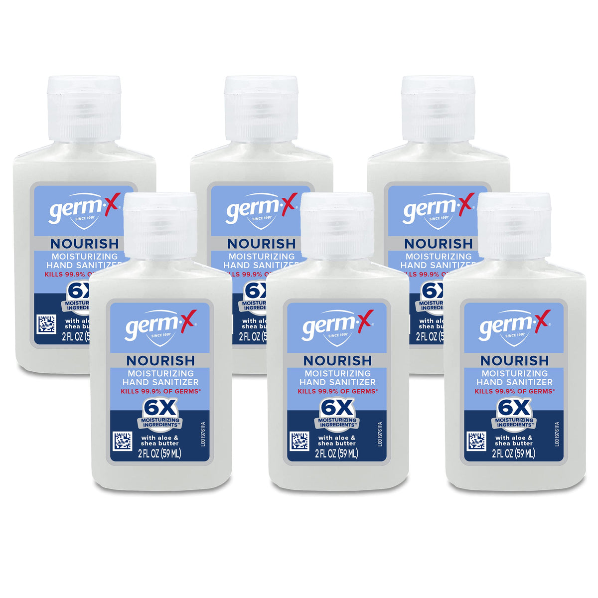 Germ-X envases frontales pack de seis, práctico para llevar