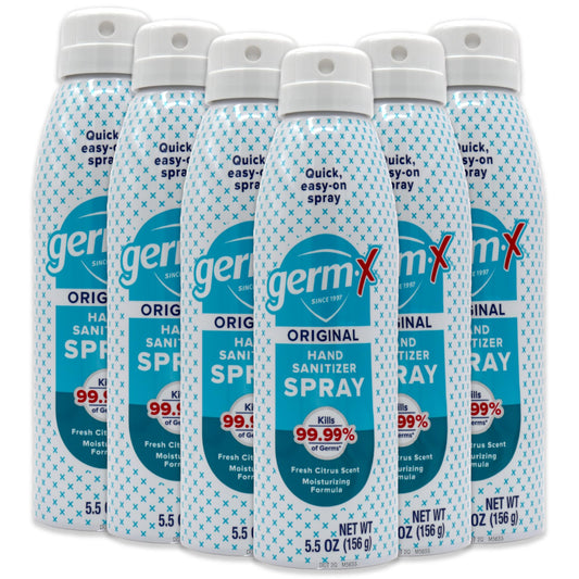 Germ‑X spray frente pack de seis, práctico para llevar y ahorrar