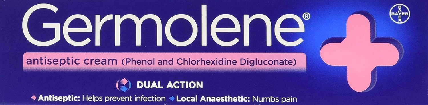 GERMOLENE tubo frontal mostrando etiqueta y tamaño, práctico para botiquín