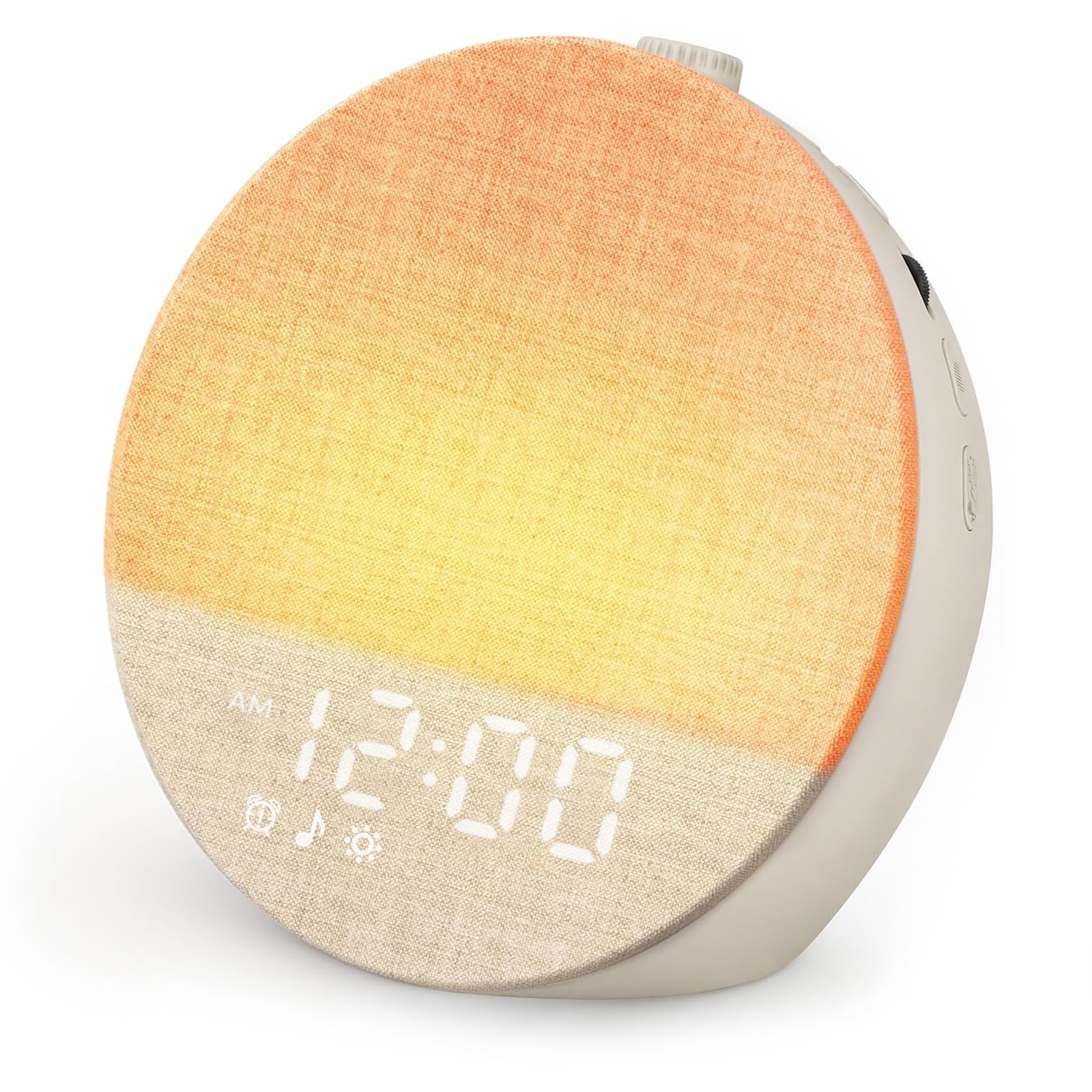 Geuuap despertador frontal khaki mostrando pantalla y luz, ideal para despertarse suave