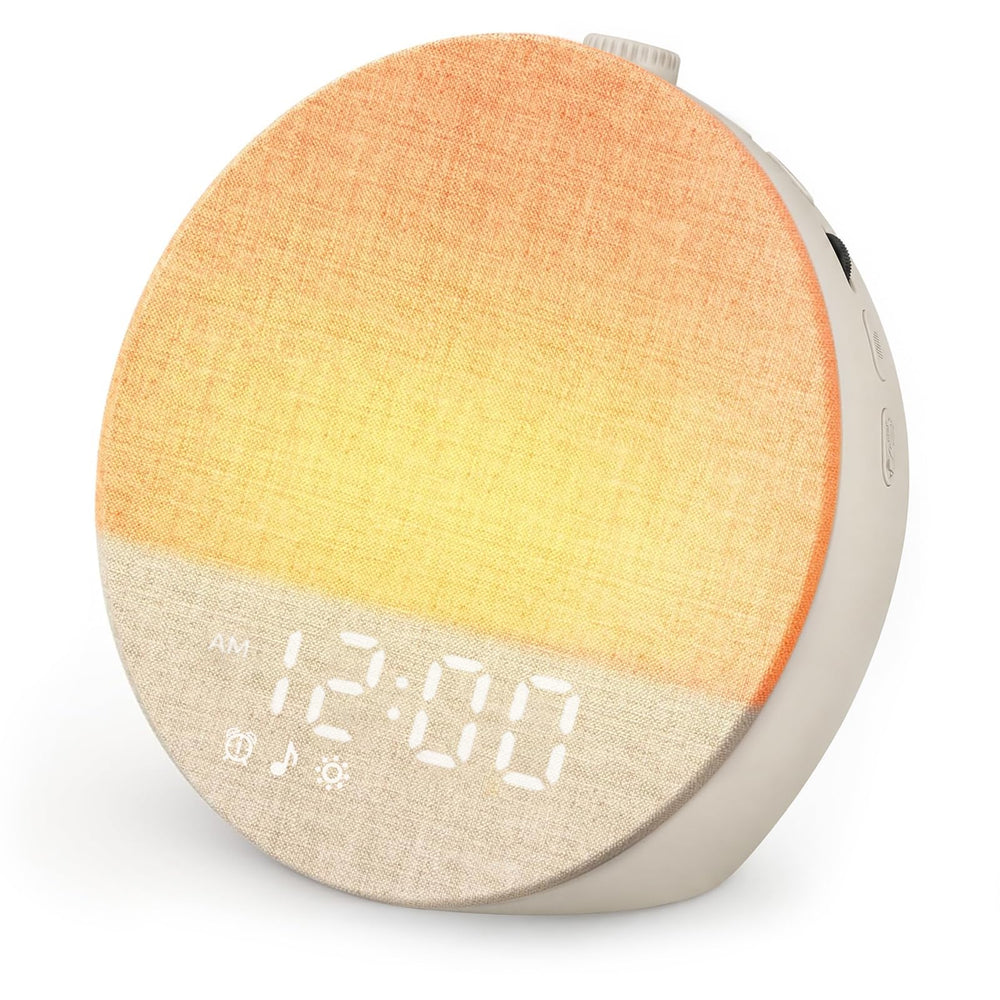 Geuuap despertador frontal khaki mostrando pantalla y luz, ideal para despertarse suave