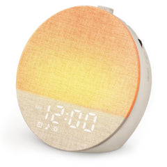 Geuuap despertador frontal khaki mostrando pantalla y luz, ideal para despertarse suave