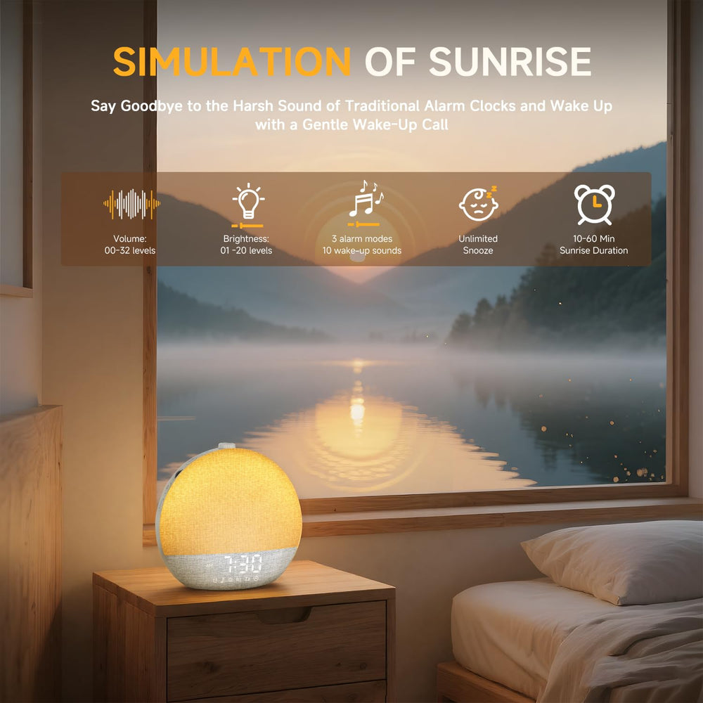 Geuuap luz de amanecer encendida llenando la habitación con brillo gradual