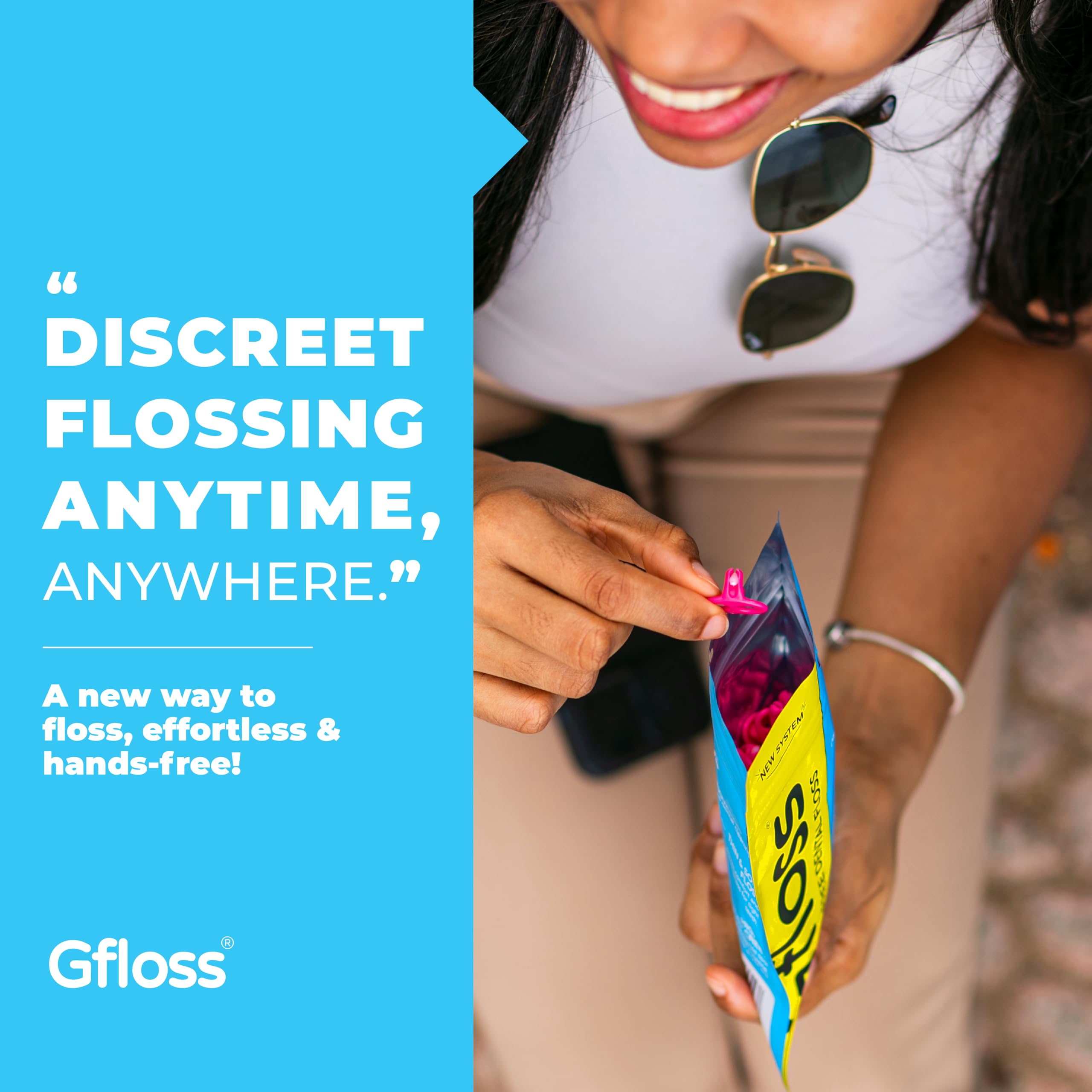 Gfloss tamaño comparado con una moneda para destacar portabilidad
