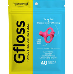 Gfloss empaque frontal mostrando 40 unidades y ventajas portátiles