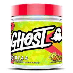 Envase frontal GHOST BCAA Lemon Crush mostrando diseño y porciones