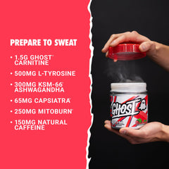 GHOST Burn mezclado en vaso listo para tomar aporta energía natural antes del entrenamiento