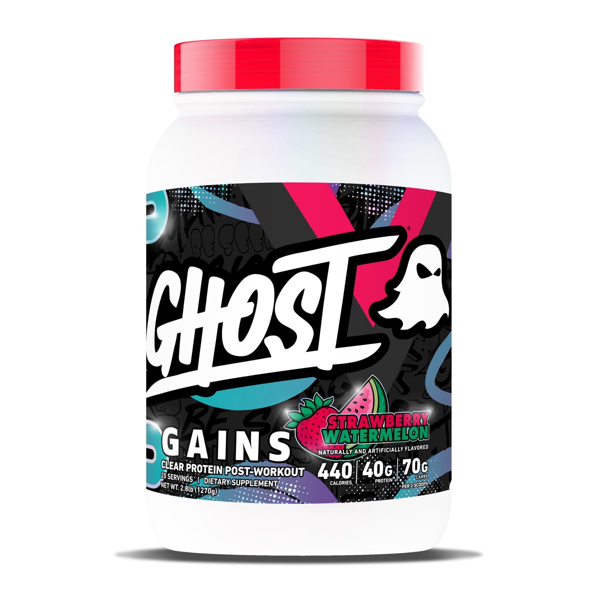 GHOST envase frontal Clear Gains mostrando etiqueta y sabor refrescante