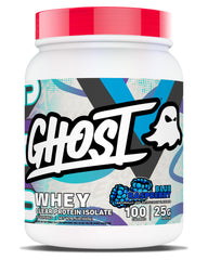 GHOST envase frontal azul frambuesa que muestra el diseño y beneficio refrescante