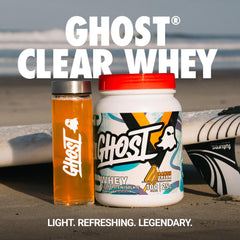 GHOST bebida naranja crema en vaso con textura ligera y fácil de beber