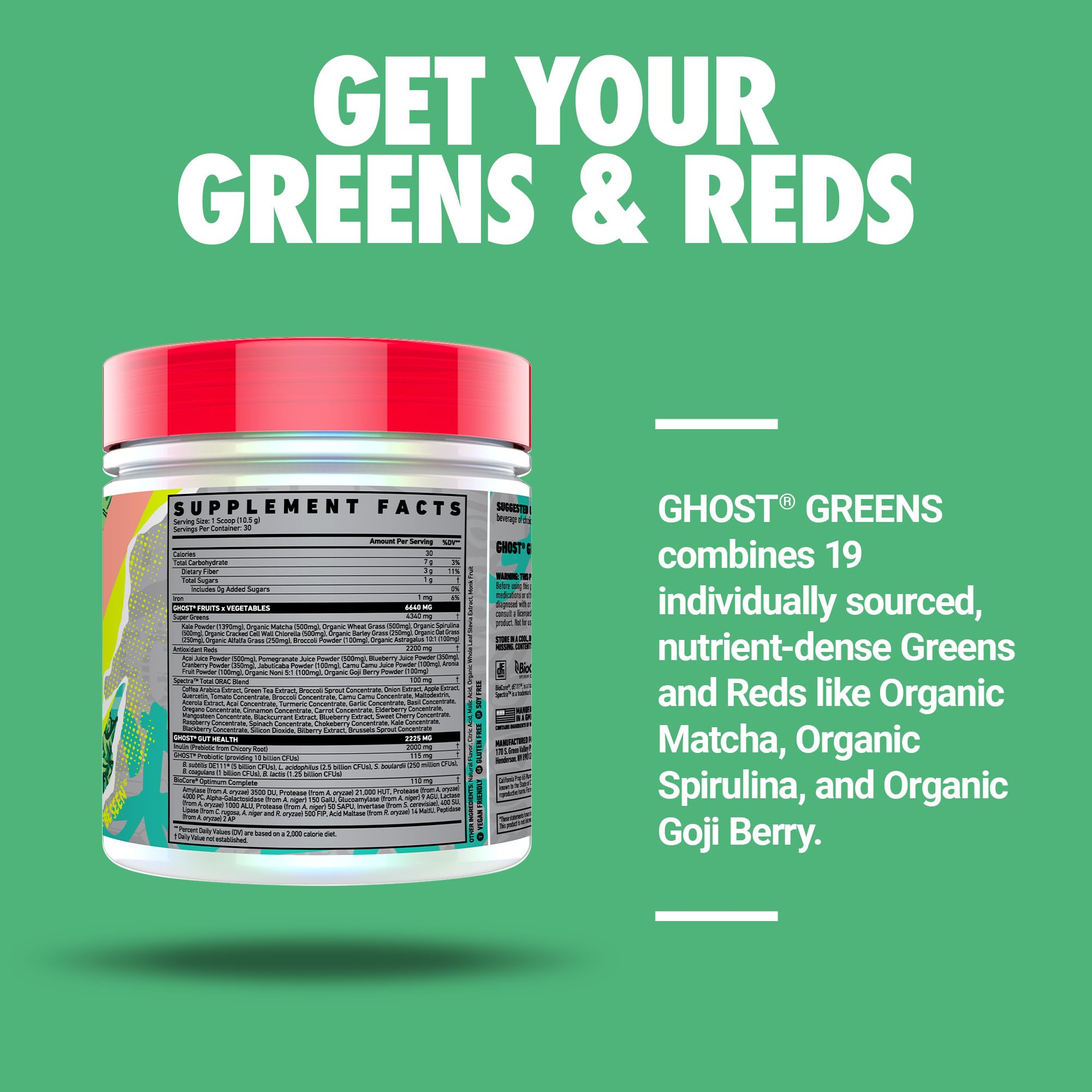 Vaso con GHOST Greens Guava Berry en uso para consumo rápido y práctico